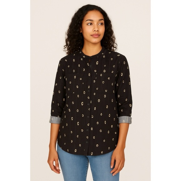 WRAP London Printed Collarless Button Down Shirt - Picture 1 of 9